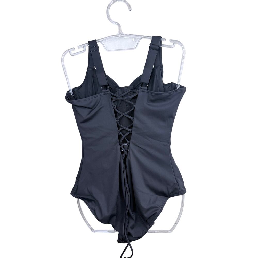 TA3 Lifty Black One-Piece Corset Lace-Up Underwire XL B/C Cup - Picture 6 of 7